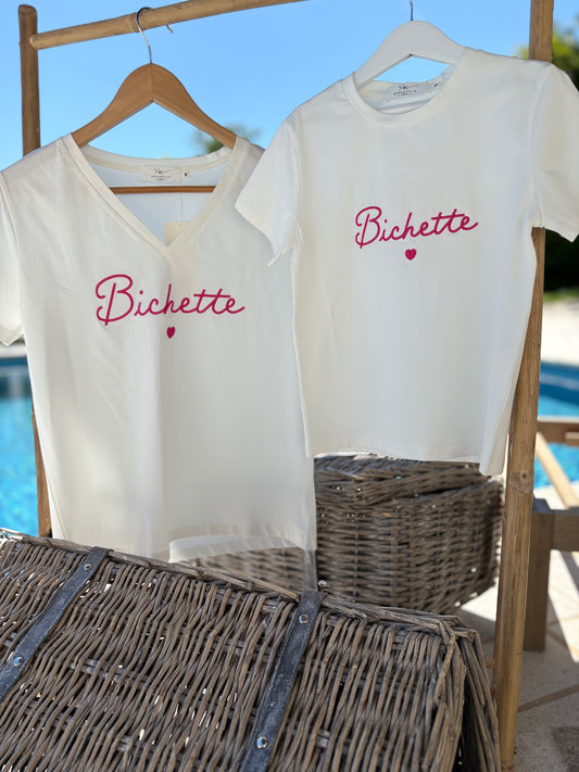 Tee Shirt Femme "Bichette" Rose Fuschia