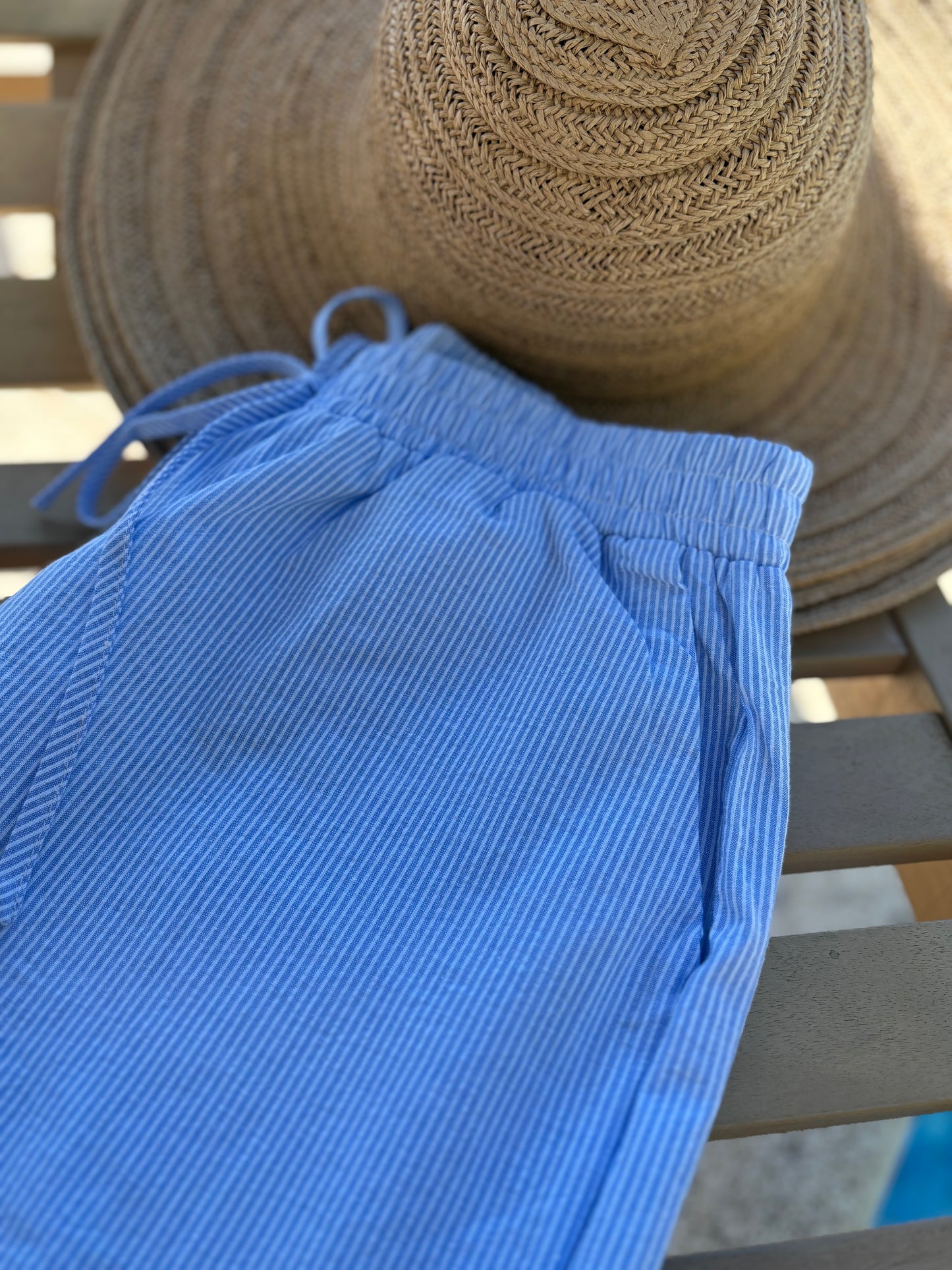 Pantalon Fille bleu à rayures