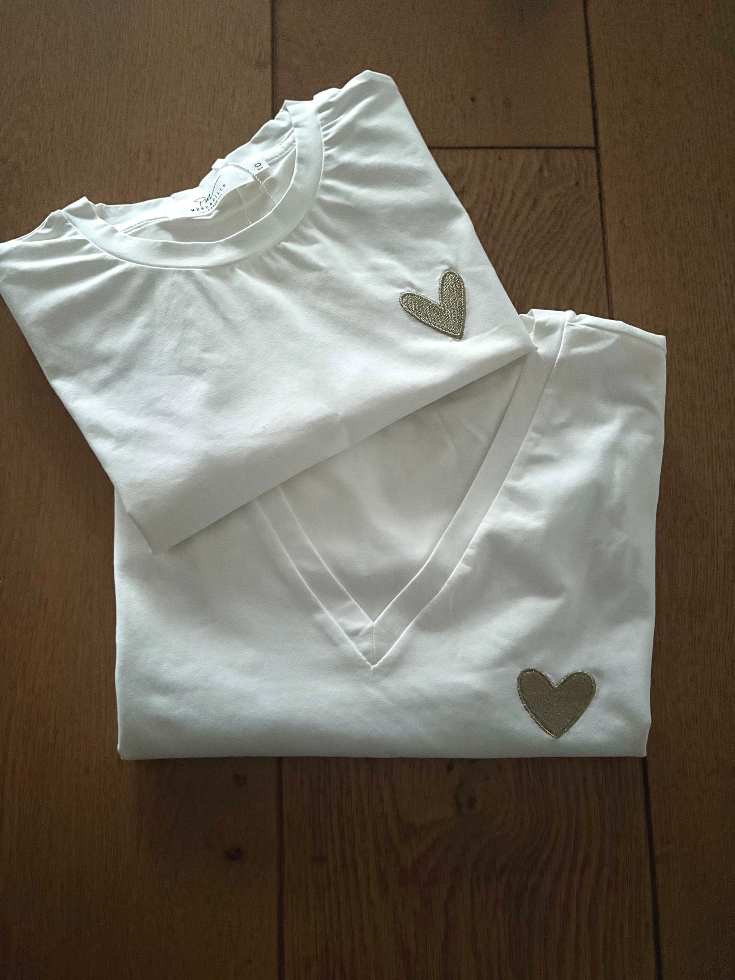 Tee Shirt Fille Coeur Doré