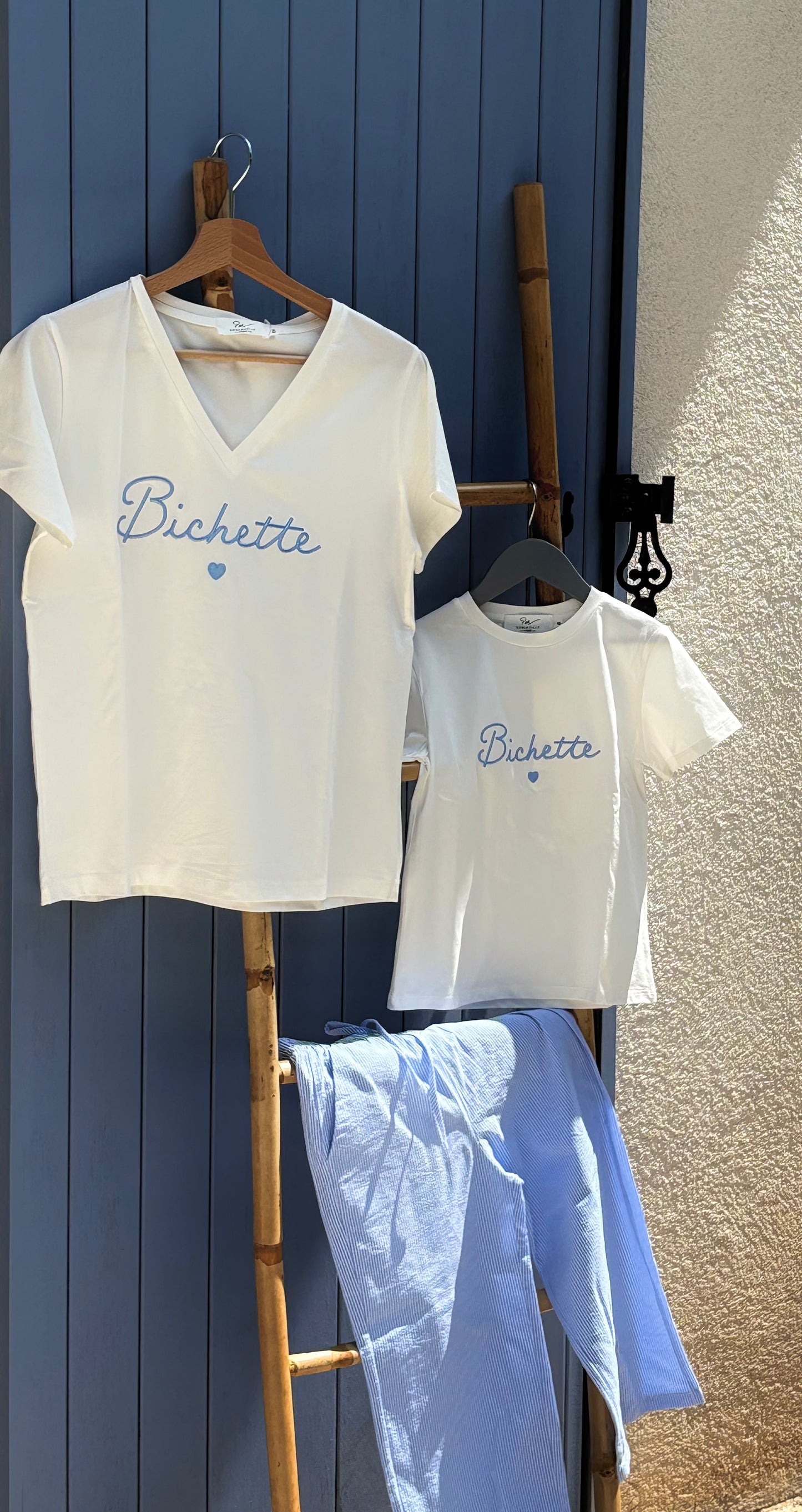 Tee Shirt Femme "Bichette" bleu ciel