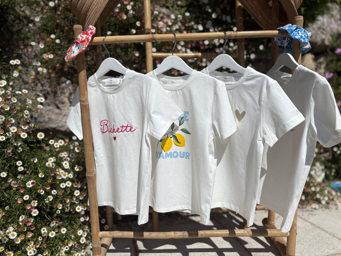 Tee Shirt Fille Coeur Doré