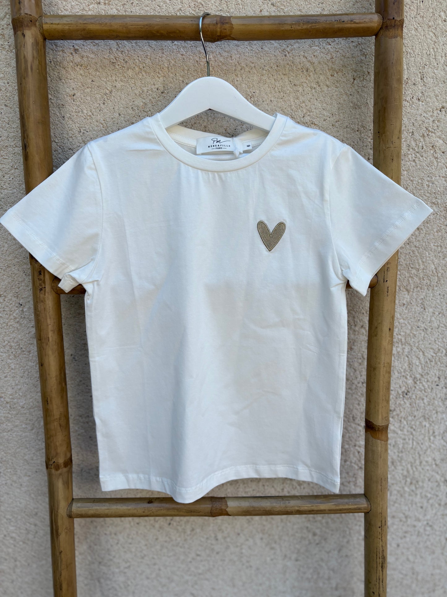Tee Shirt Fille Coeur Doré