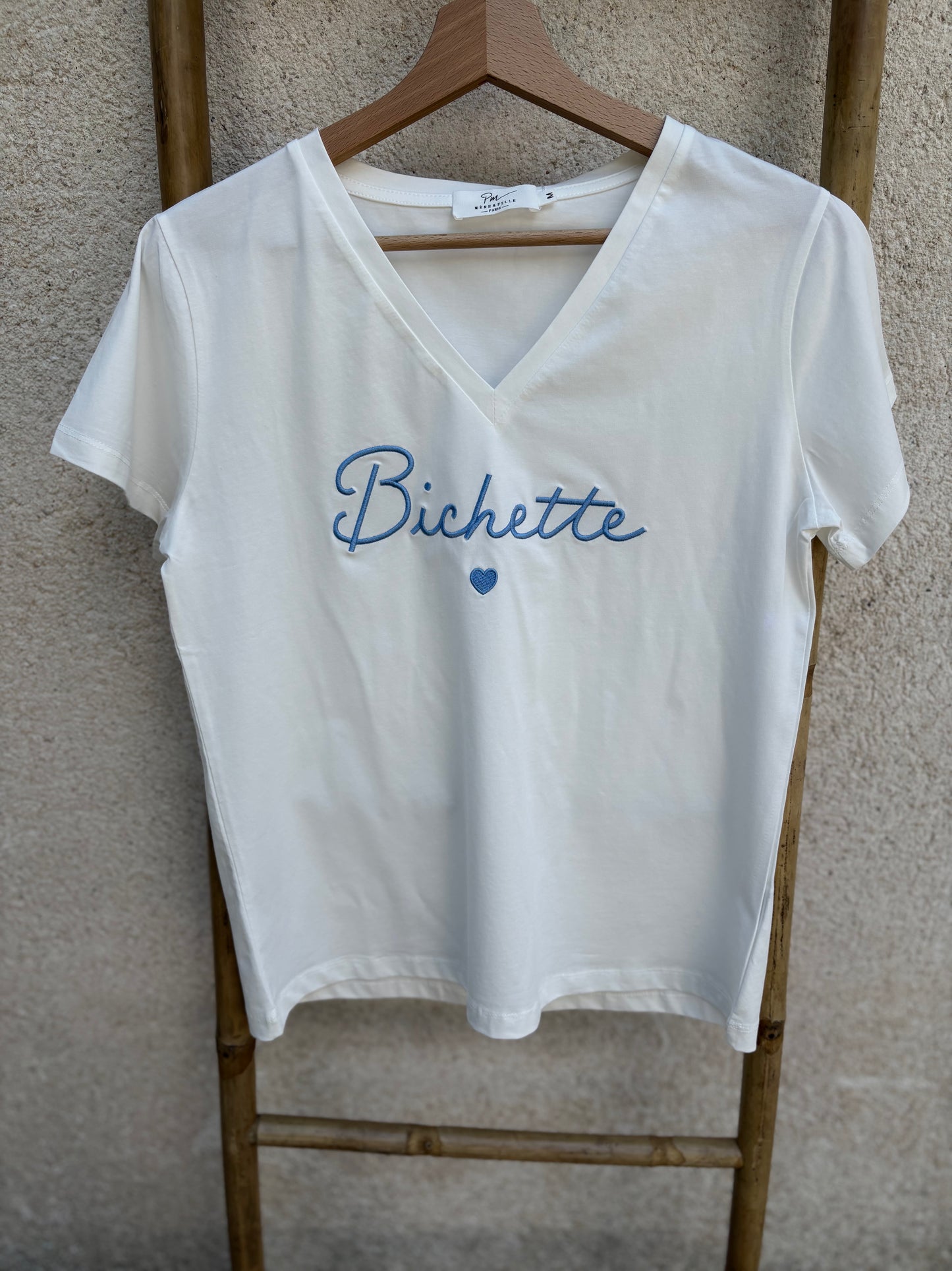 Tee Shirt Femme "Bichette" bleu ciel