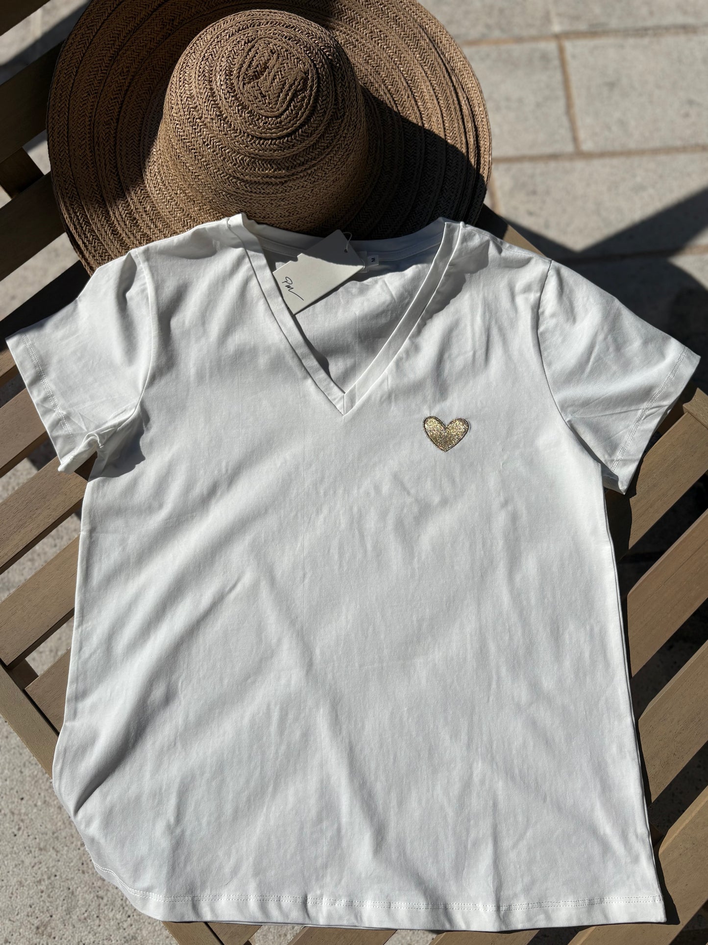 Tee Shirt Femme Coeur Doré