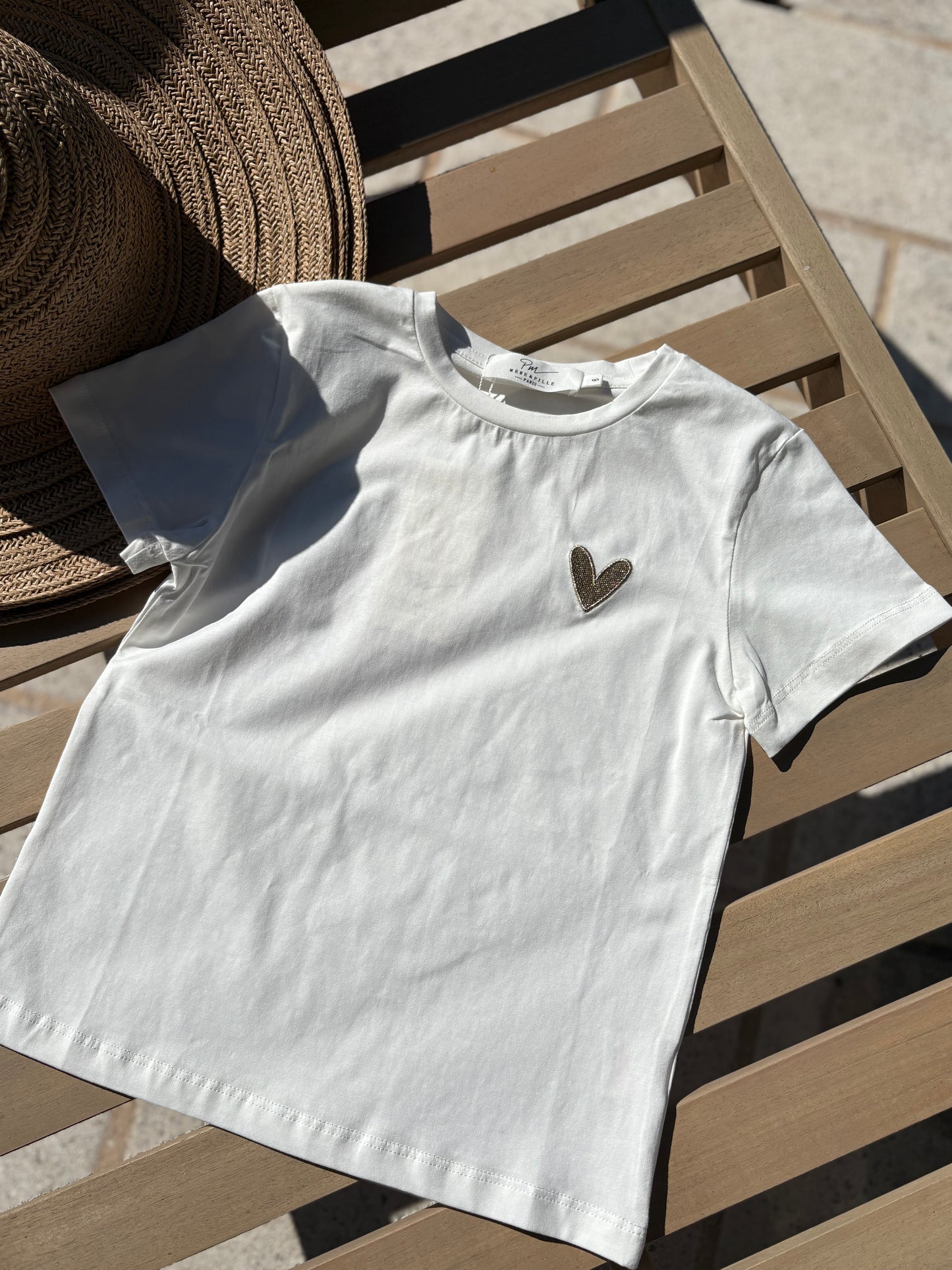 Tee Shirt Fille Coeur Doré