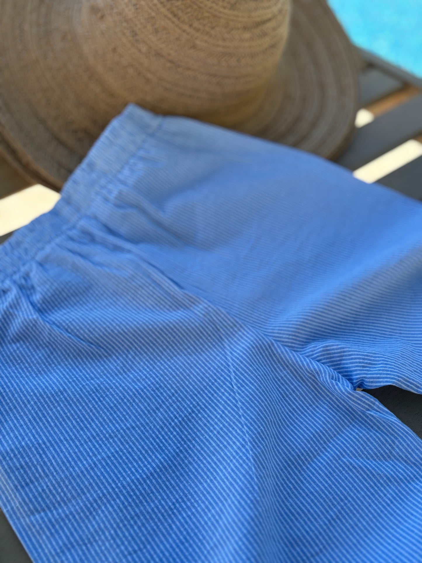 Pantalon Fille bleu à rayures