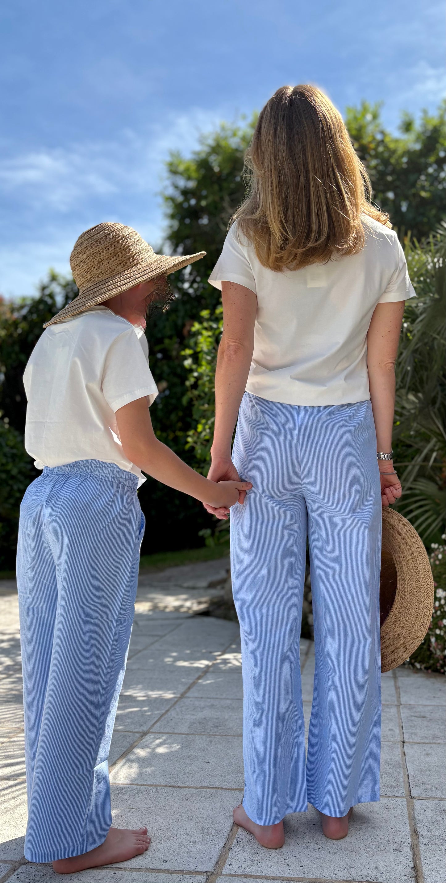 Pantalon Femme bleu à rayures