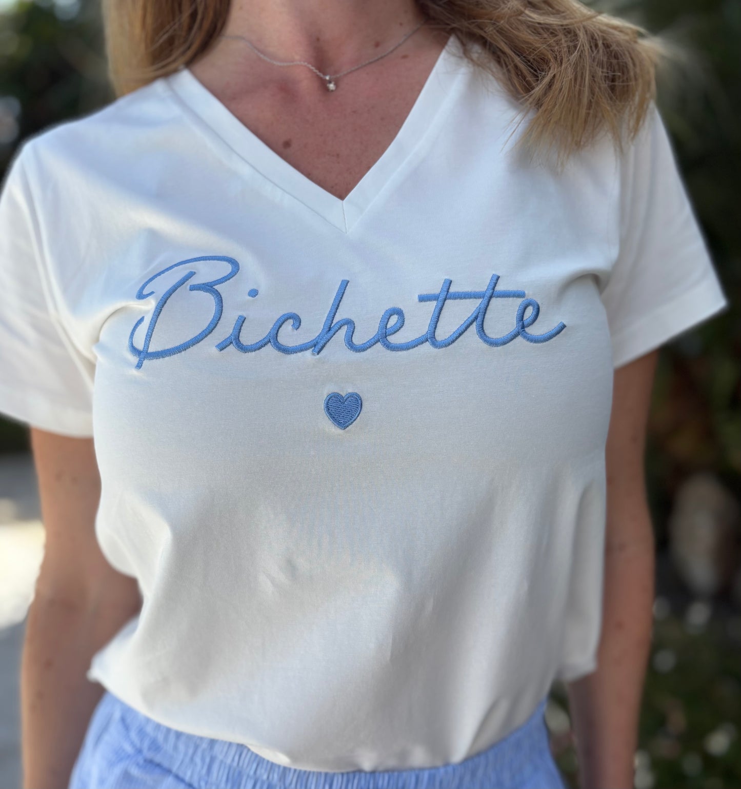 Tee Shirt Femme "Bichette" bleu ciel