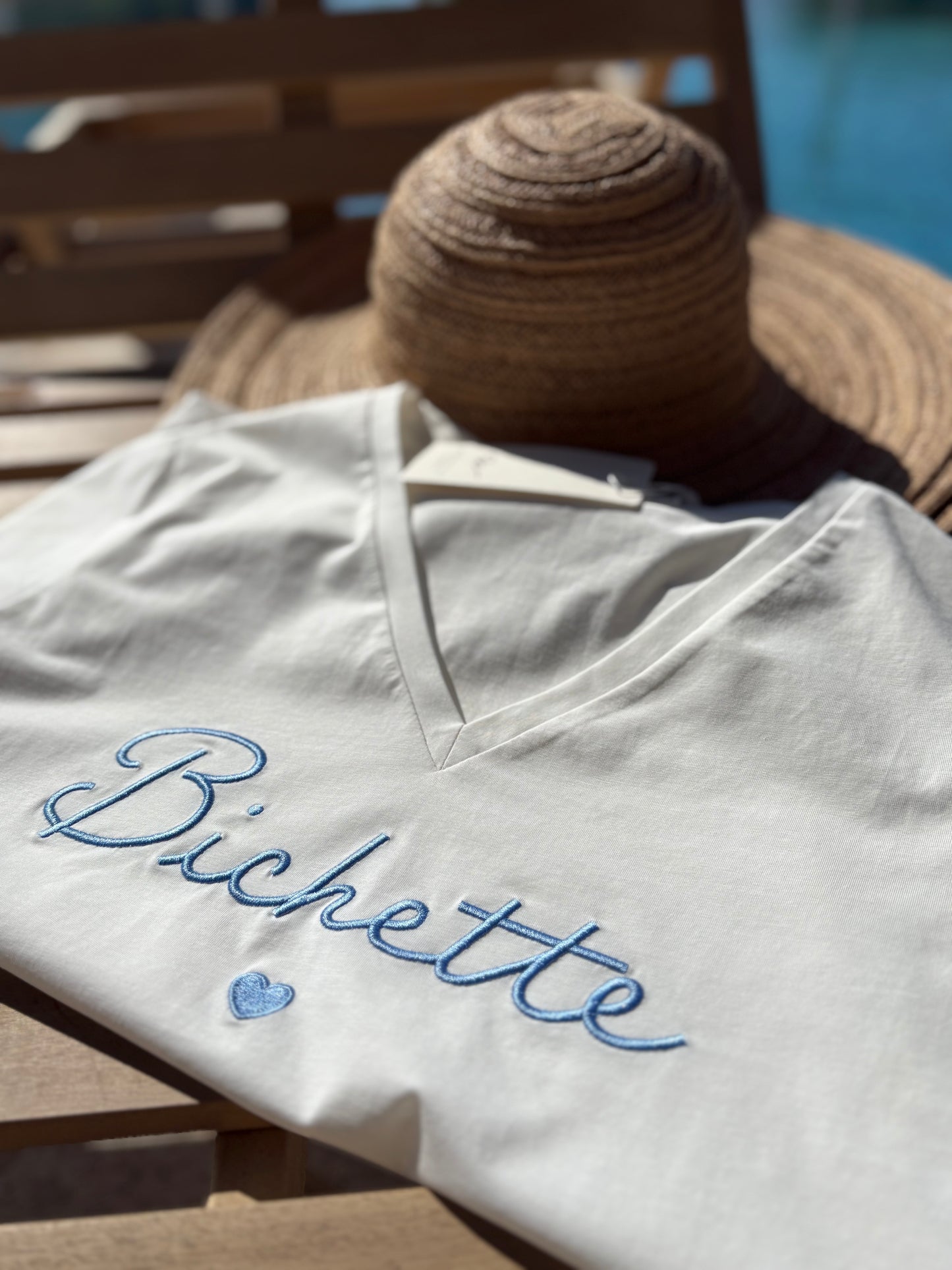 Tee Shirt Femme "Bichette" bleu ciel